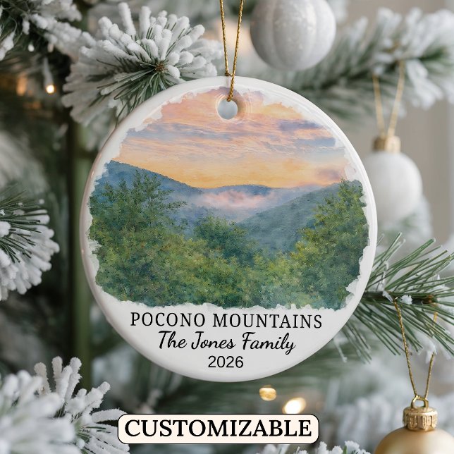 Personalised Pocono Mountains, Custom Pennsylvania Ceramic Tree Decoration (Creator Uploaded)