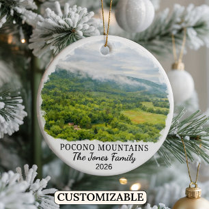 Personalised Pocono Mountains, Custom Pennsylvania Ceramic Tree Decoration
