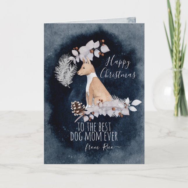 Personalised Podenco Andaluz Mum Christmas Holiday Card (Front)