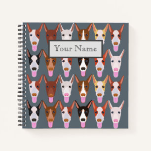 Personalised Podenco Dog Faces Grey Notebook