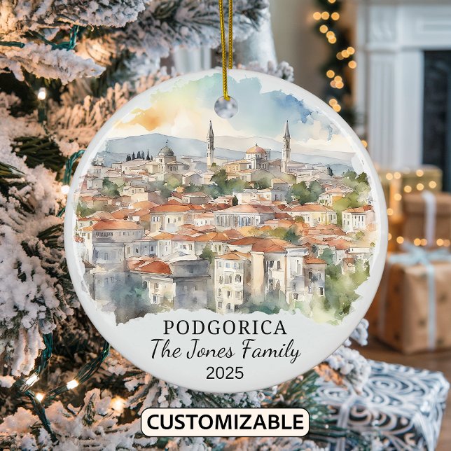 Personalised Podgorica Ornament, Montenegro Gift Ceramic Tree Decoration (Creator Uploaded)