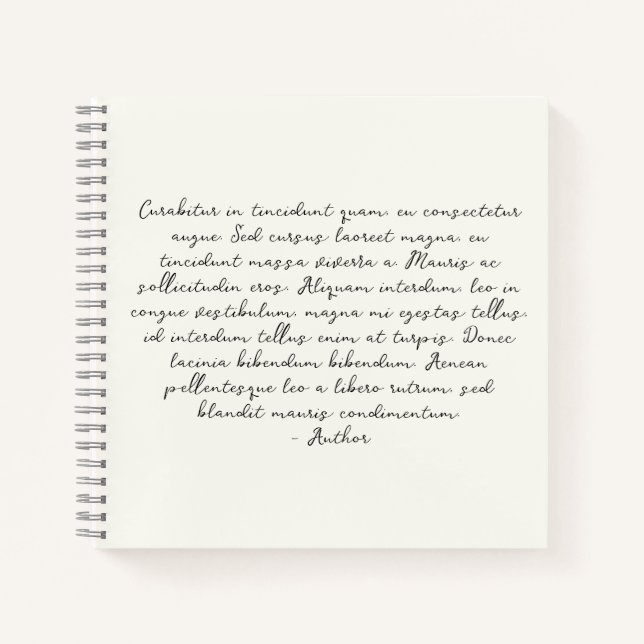 Personalised poem, song lyric, quote notebook (Front)