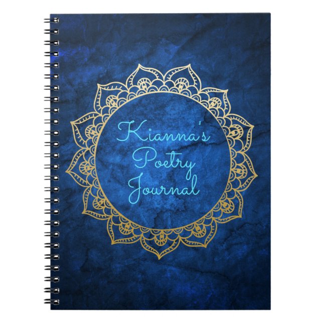Personalised Poetry Journal Gold Mandala (Front)
