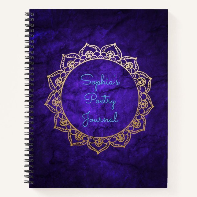 Personalised Poetry Journal Gold Mandala (Front)
