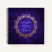 Personalised Poetry Journal Gold Mandala