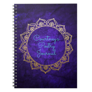 Personalised Poetry Journal with Gold Mandala