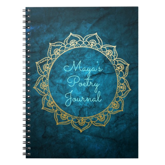 Personalised Poetry Journal with Gold Mandala (Front)