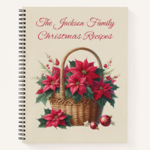Personalised Poinsettia Christmas Recipe Book