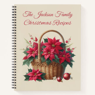Personalised Poinsettia Christmas Recipe Book