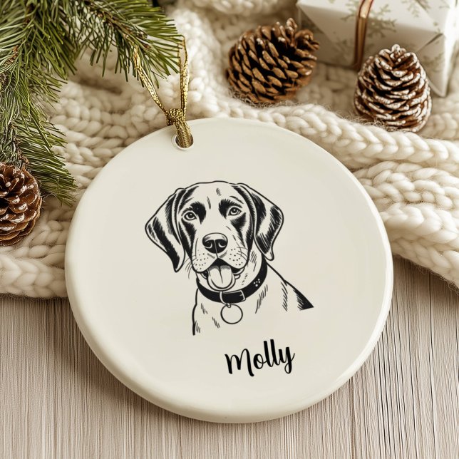Personalised Pointer Dog Christmas Ceramic Tree Decoration (Creator Uploaded)