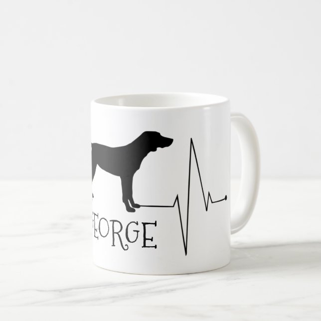 Personalised Pointer Love My Dog Heart Beat Coffee Mug (Front Right)