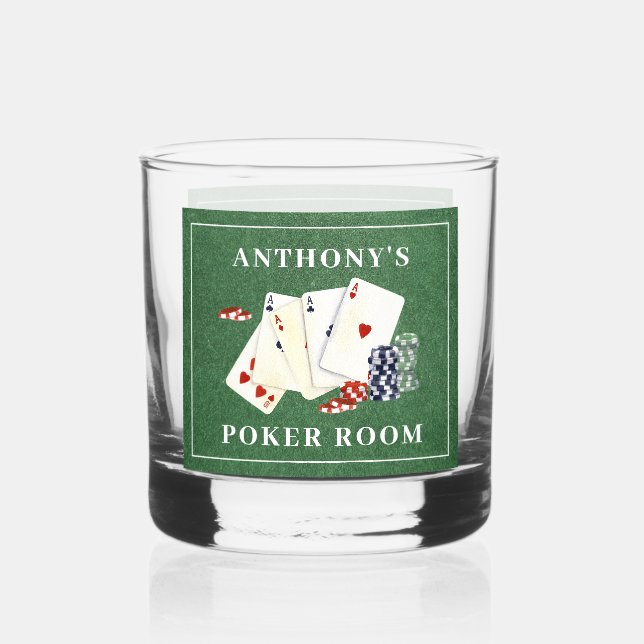 Personalised Poker Cards Casino Whiskey Glass (Back)