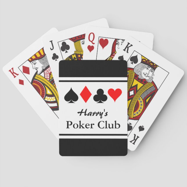 Personalised poker club playing cards with suits (Back)