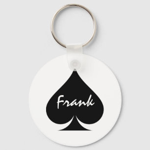 Personalised poker keychain with ace of spades
