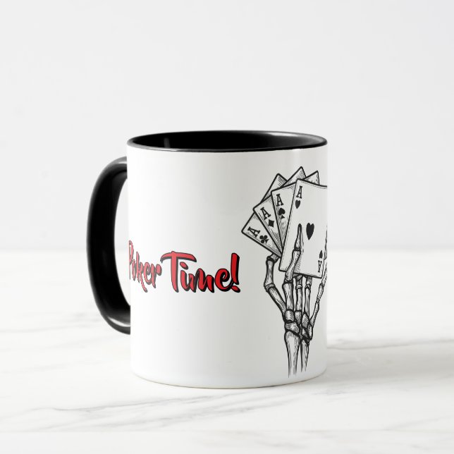Personalised Poker Mug Skeleton Hand (Front Left)