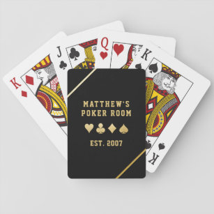 Personalised Poker Room Name Gold Playing Cards