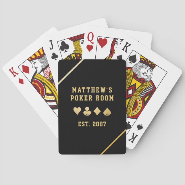 Personalised Poker Room Name Gold Playing Cards (Back)