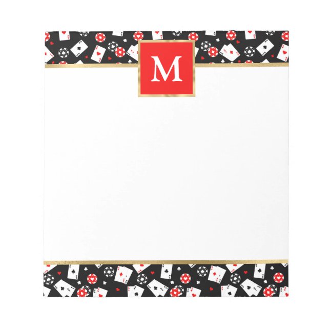 Personalised Poker-Themed with Cards & Chips Notepad (Front)