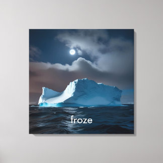 Personalised polar arctic iceberg night sky canvas print