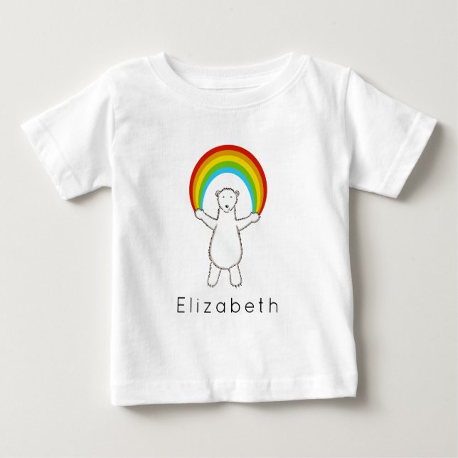 Personalised Polar Bear and Rainbow T-Shirt (Front)