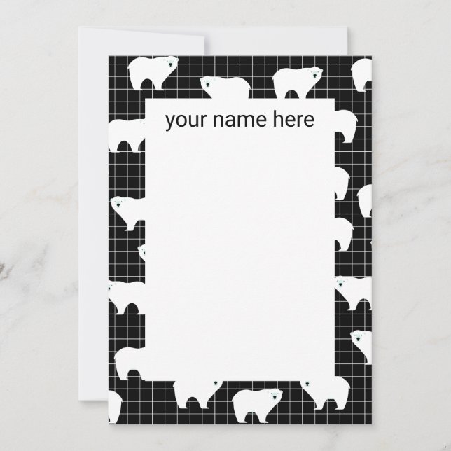 Personalised Polar Bear Cards on Black Background (Front)