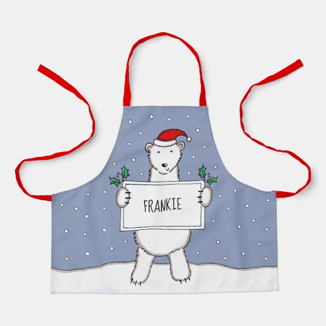 Personalised Polar Bear Christmas Apron (Front)