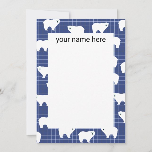 Personalised Polar Bear Notecards (Front)