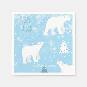 Personalised  Polar Bear Snowflakes Napkin