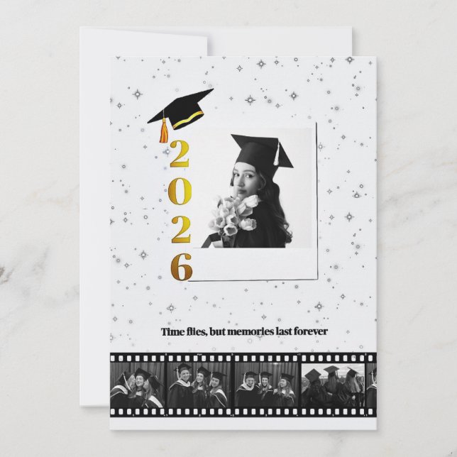 Personalised polaroid film roll graduation card (Front)