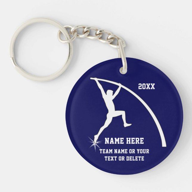 Personalised Pole Vault Gifts Your Colours, Text Key Ring (Front)