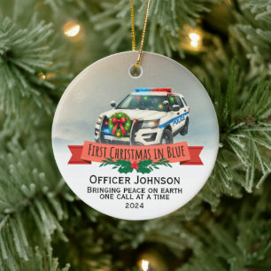 Personalised Police Academy Graduation Gift Ceramic Tree Decoration