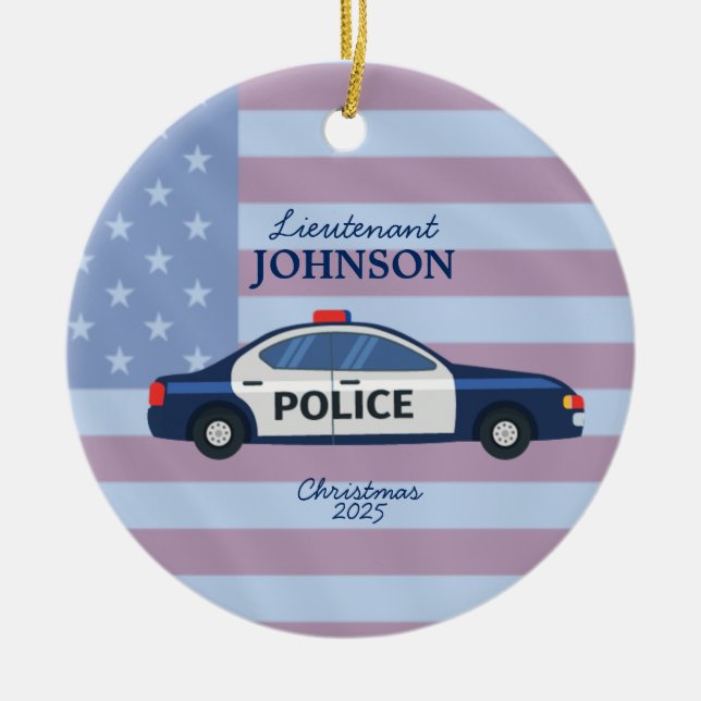 Personalised Police Car Christmas Ornament (Front)