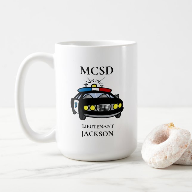 Personalised Police Car Officer Coffee Mug (With Donut)