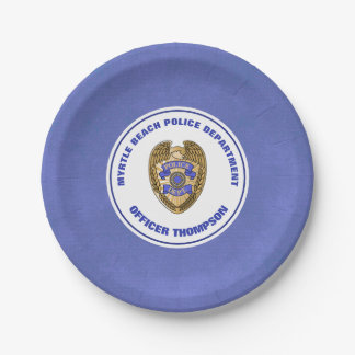 Personalised Police Department Badge Retirement Paper Plate