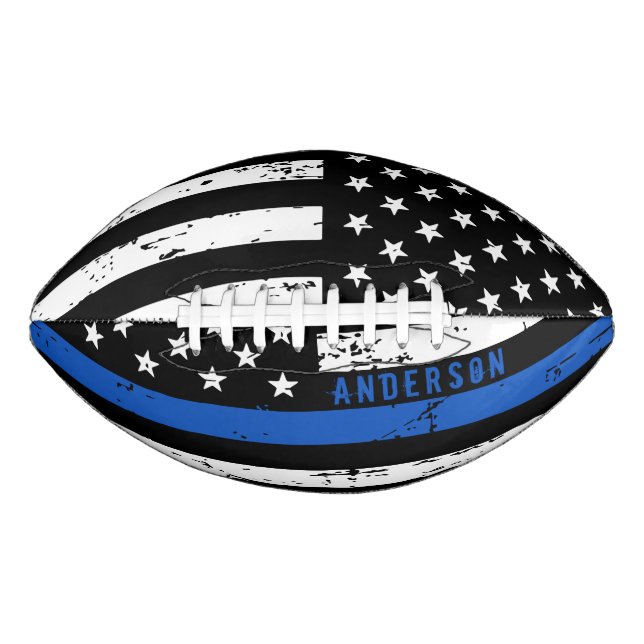 Personalised Police Flag Thin Blue Line American Football (Front)