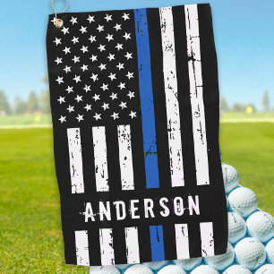 Personalised Police Flag Thin Blue Line Golf Towel