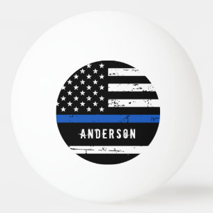 Personalised Police Flag Thin Blue Line Ping Pong Ball