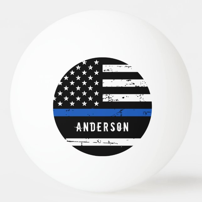 Personalised Police Flag Thin Blue Line Ping Pong Ball (Front)