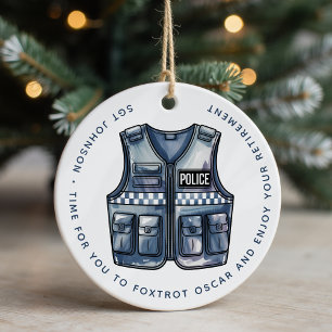 Personalised Police Law Enforcement Retirement Ceramic Tree Decoration