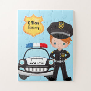 Personalised Police Officer and Patrol Car Kids Ji Jigsaw Puzzle