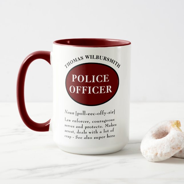 Personalised Police Officer Definition Mug (With Donut)