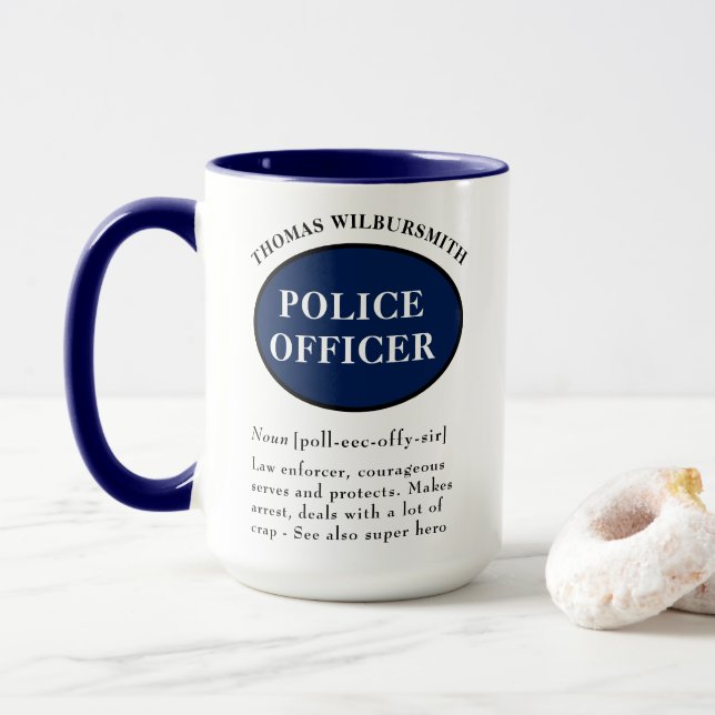 Personalised Police Officer Definition Mug (With Donut)