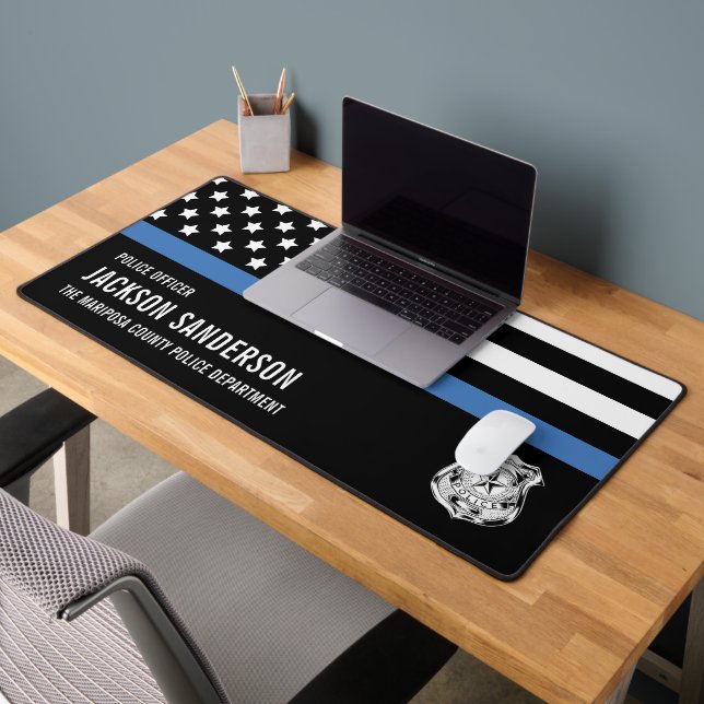 Personalised Police Officer Department Blue Line Desk Mat (Office 2)