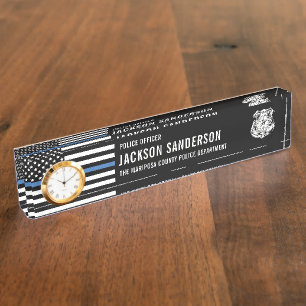Personalised Police Officer Department Blue Line Nameplate