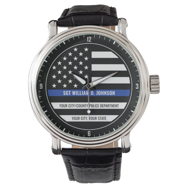 Personalised Police Officer NAME Law Enforcement Watch (Front)