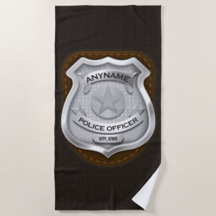 Personalised Police Officer Sheriff Cop NAME Badge Beach Towel