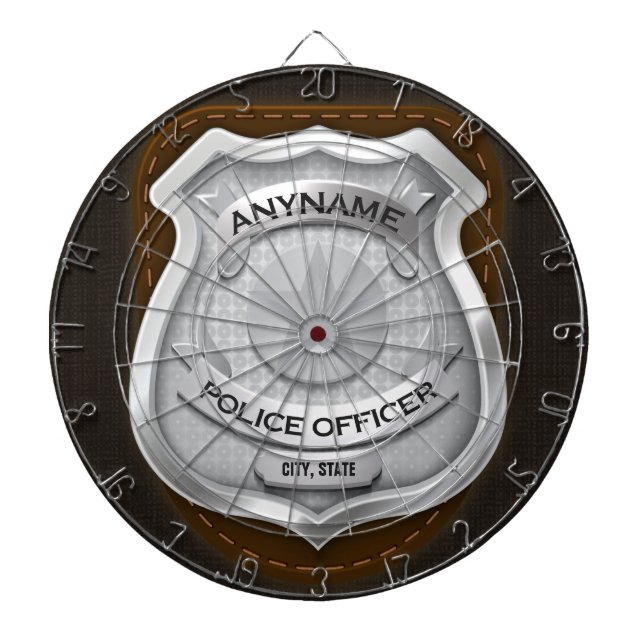 Personalised Police Officer Sheriff Cop NAME Badge Dartboard (Front)