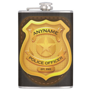 Personalised Police Officer Sheriff Cop NAME Badge Hip Flask