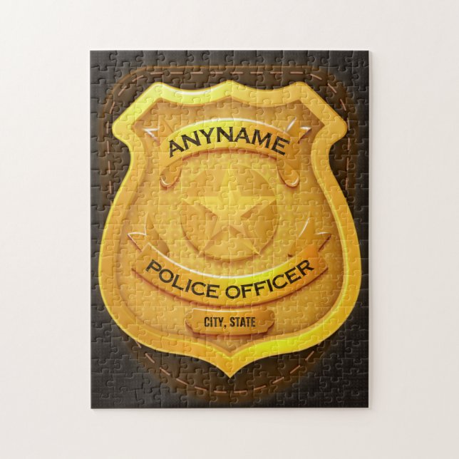 Personalised Police Officer Sheriff Cop NAME Badge Jigsaw Puzzle (Vertical)