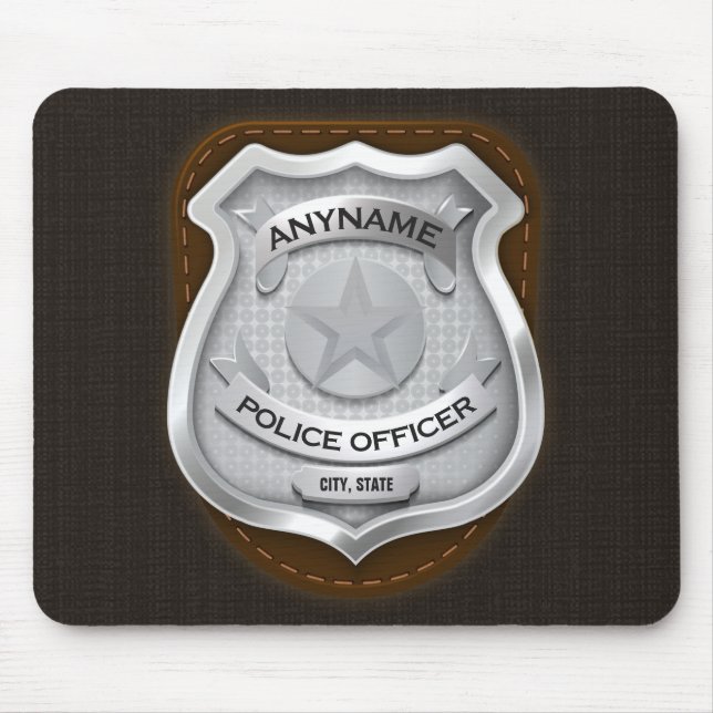 Personalised Police Officer Sheriff Cop NAME Badge Mouse Mat (Front)
